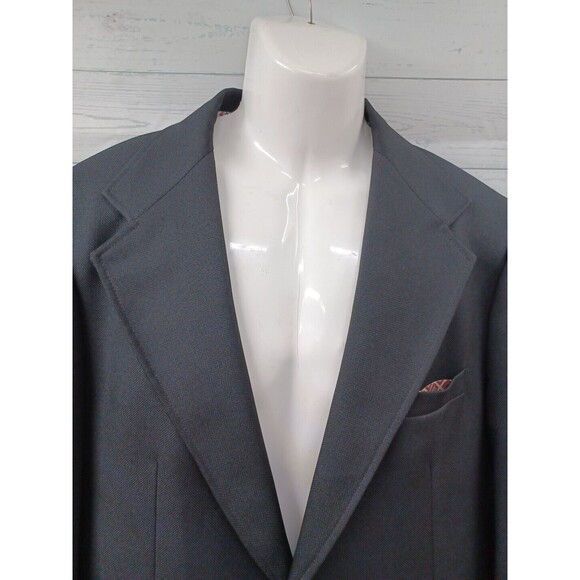 Vtg Haggar Mens Blazer Jacket Size 44L Black 2 Button Sport Coat Gold Buttons - Picture 2 of 7